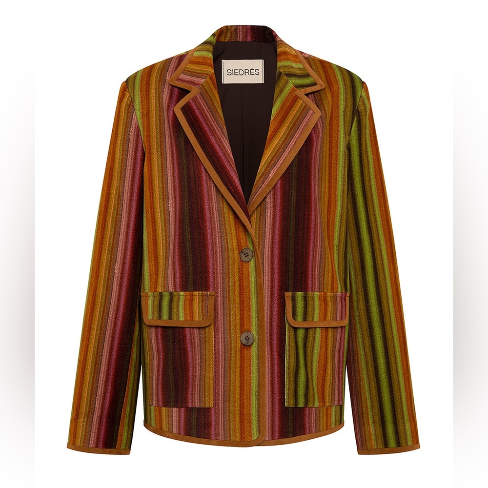 SIEDRES Women's Emma Stretch-Cotton Single-Breasted Multi-Color Jacket Size 34